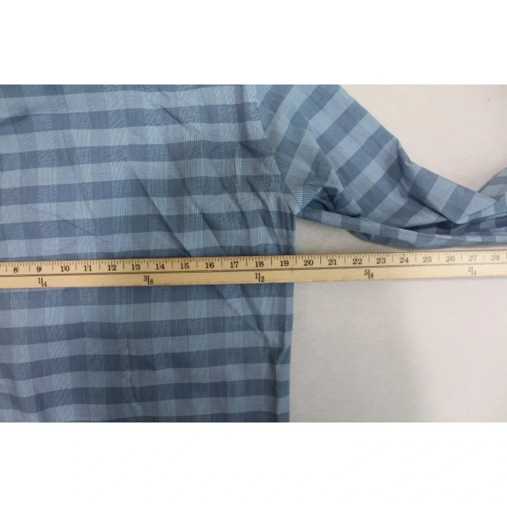 Kenneth Cole Reaction Blue Plaid Long Sleeve Button Up Casual Size 15